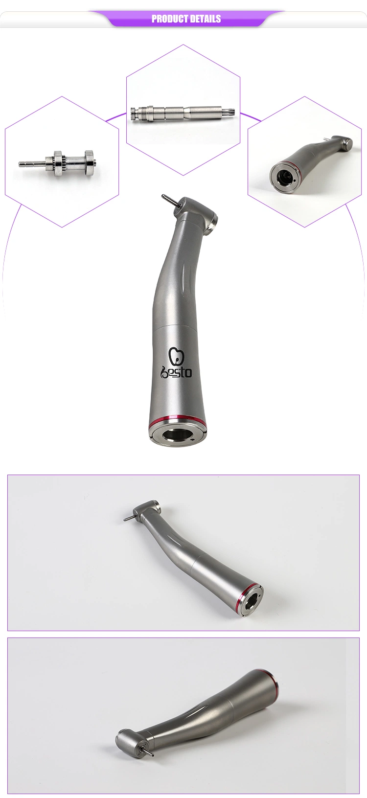 Best Dental High Speed Handpiece 1: 5 Increasing Contra Angle Dentist Red Ring Stainless Steel NSK E Type